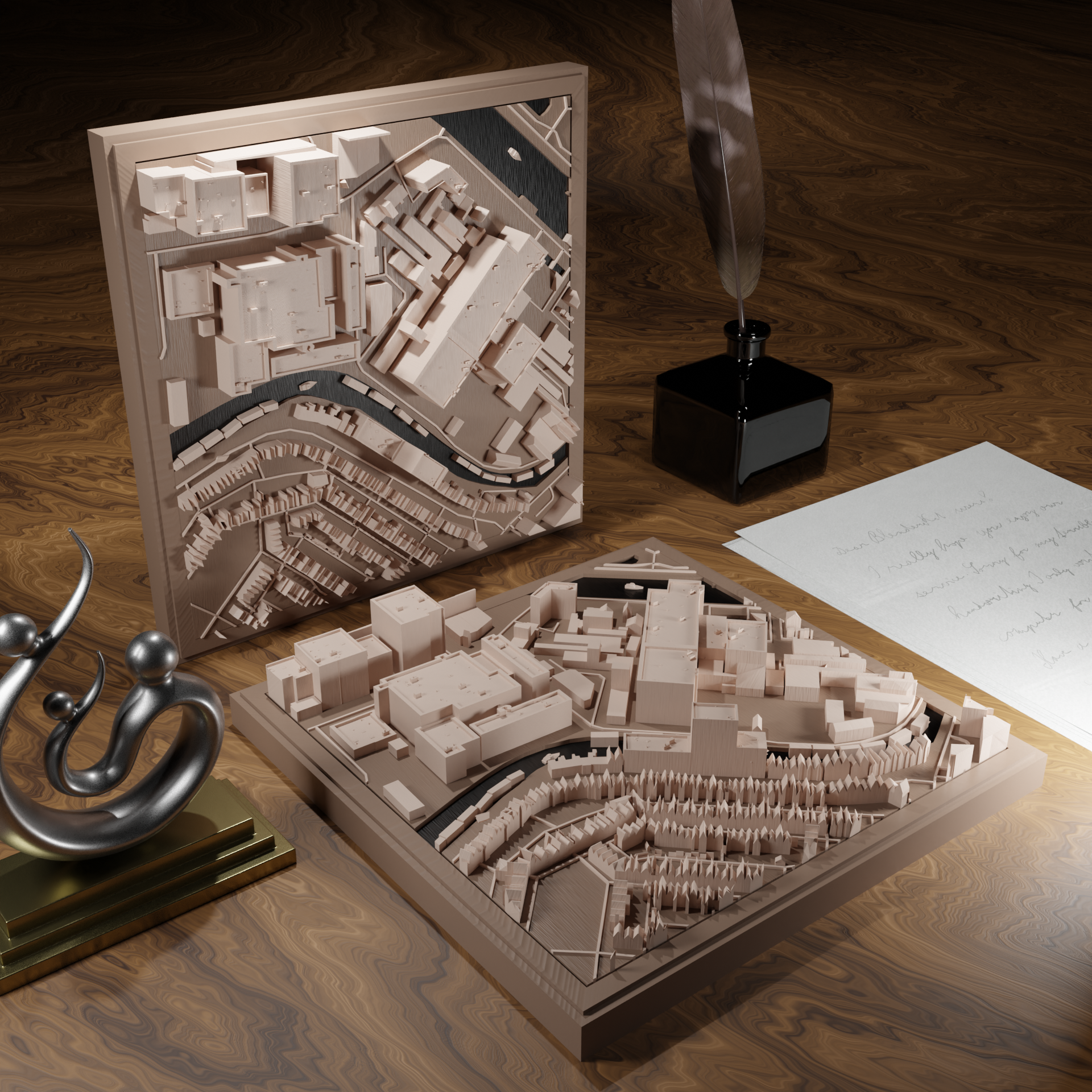 3D-geprinte miniatuur van Gouda stad, beschikbaar in 20 verschillende versies, met gedetailleerde weergave. Verkrijgbaar in een stijlvolle plexiglas kubus of in een ophangbaar frame. Perfect als handgemaakte decoratie voor liefhebbers van Gouda, met keuze tussen een ingelijst ontwerp of een moderne plexi cube.