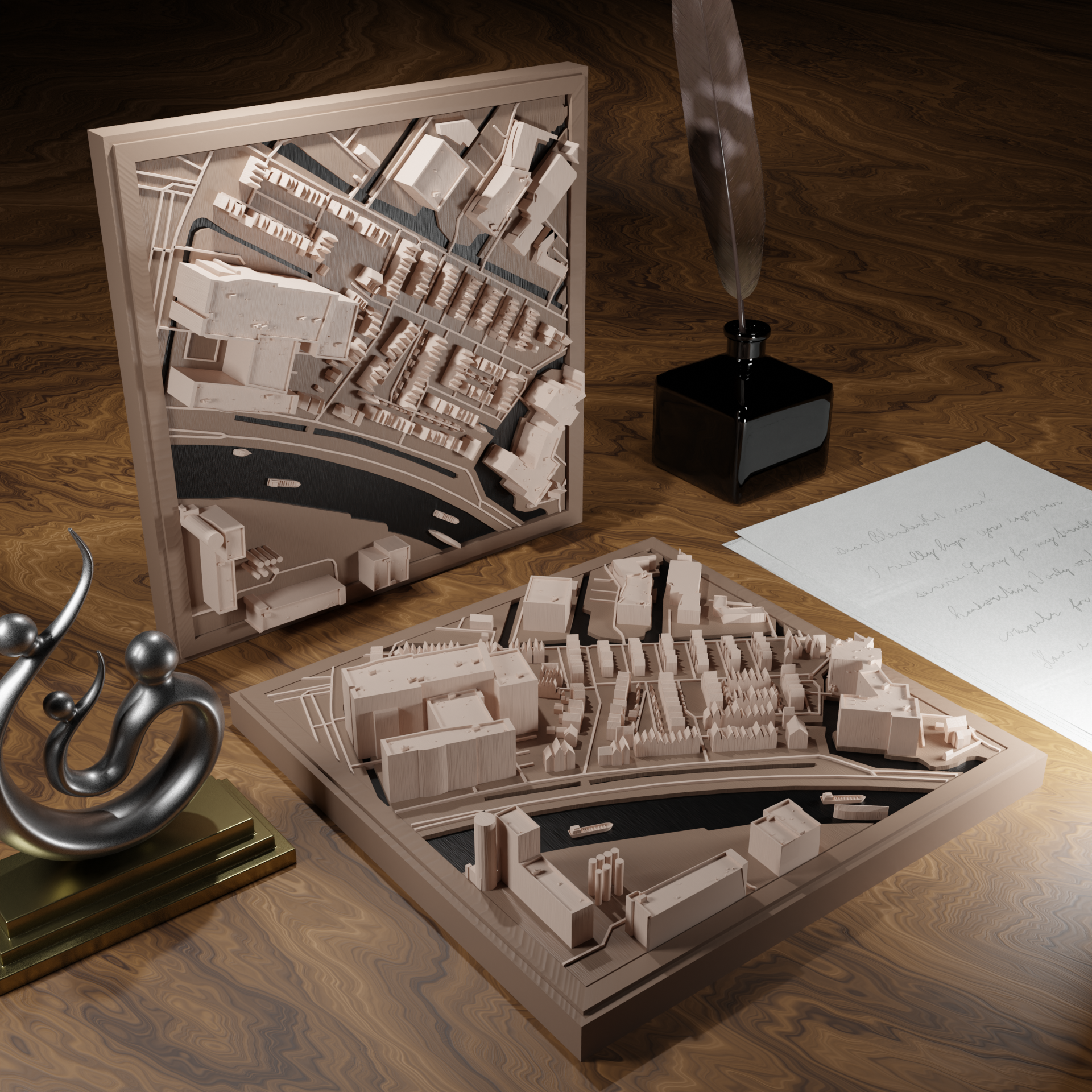 3D-geprinte miniatuur van Gouda stad, beschikbaar in 20 verschillende versies, met gedetailleerde weergave. Verkrijgbaar in een stijlvolle plexiglas kubus of in een ophangbaar frame. Perfect als handgemaakte decoratie voor liefhebbers van Gouda, met keuze tussen een ingelijst ontwerp of een moderne plexi cube.